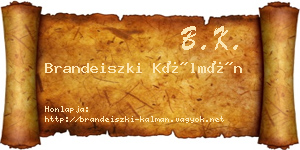 Brandeiszki Kálmán névjegykártya